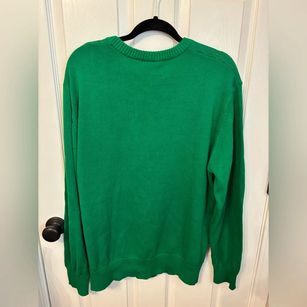 Disney Green Holiday Mickey Mouse Crewneck Sweater with Red Accents
